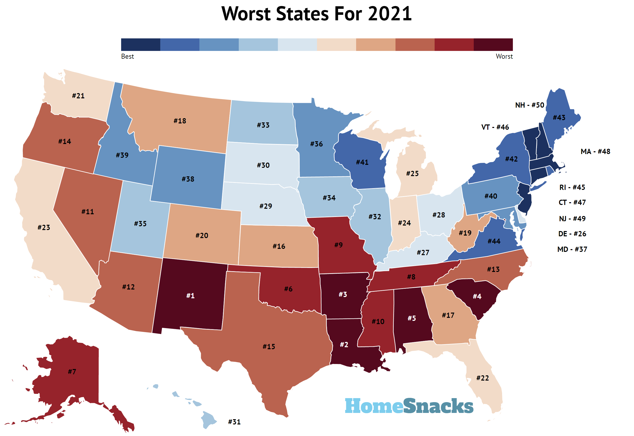 Top 10 Worst States To Live In 2024 - Lanny Modesty