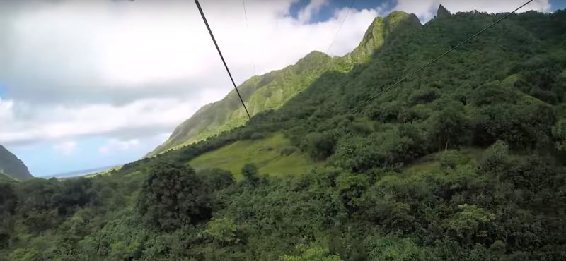 One of the ziplines at Kualoa Ranch, Oahu