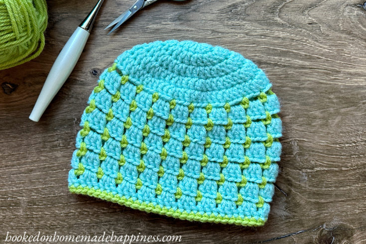 Block Stitch Beanie FREE Crochet Pattern - The Block Stitch Beanie Crochet Pattern uses a combination of basic stitches to create this neat, block-like look!