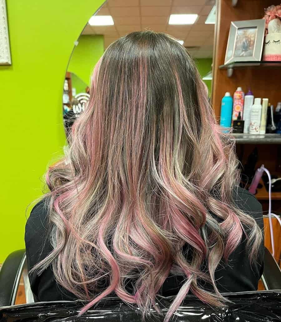 beach wave hair with silver highlights