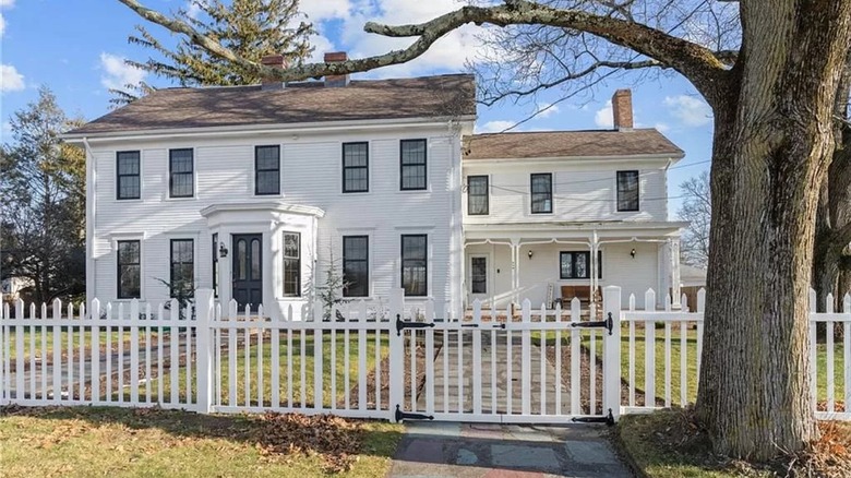 White colonial house exterior