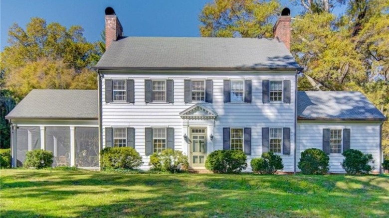 White colonial home exterior