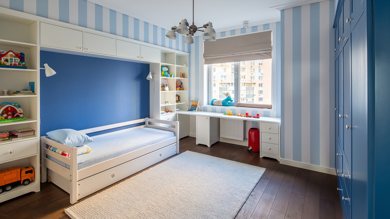 neatly organized kid's room