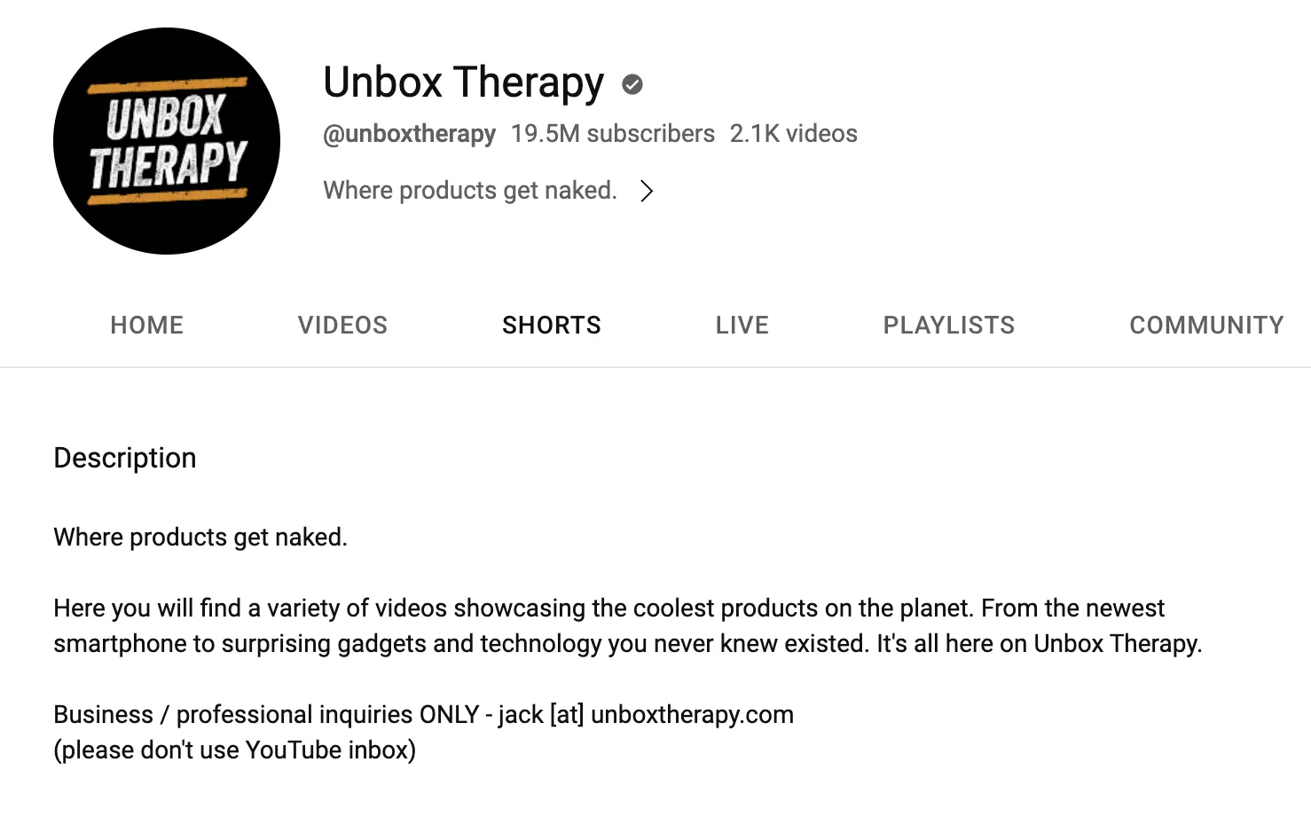 youtube description, unbox