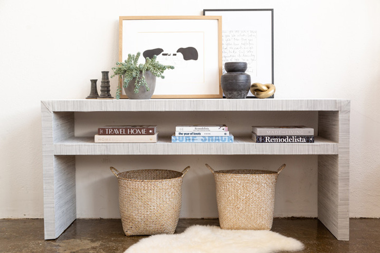 revamped IKEA console with styled decor