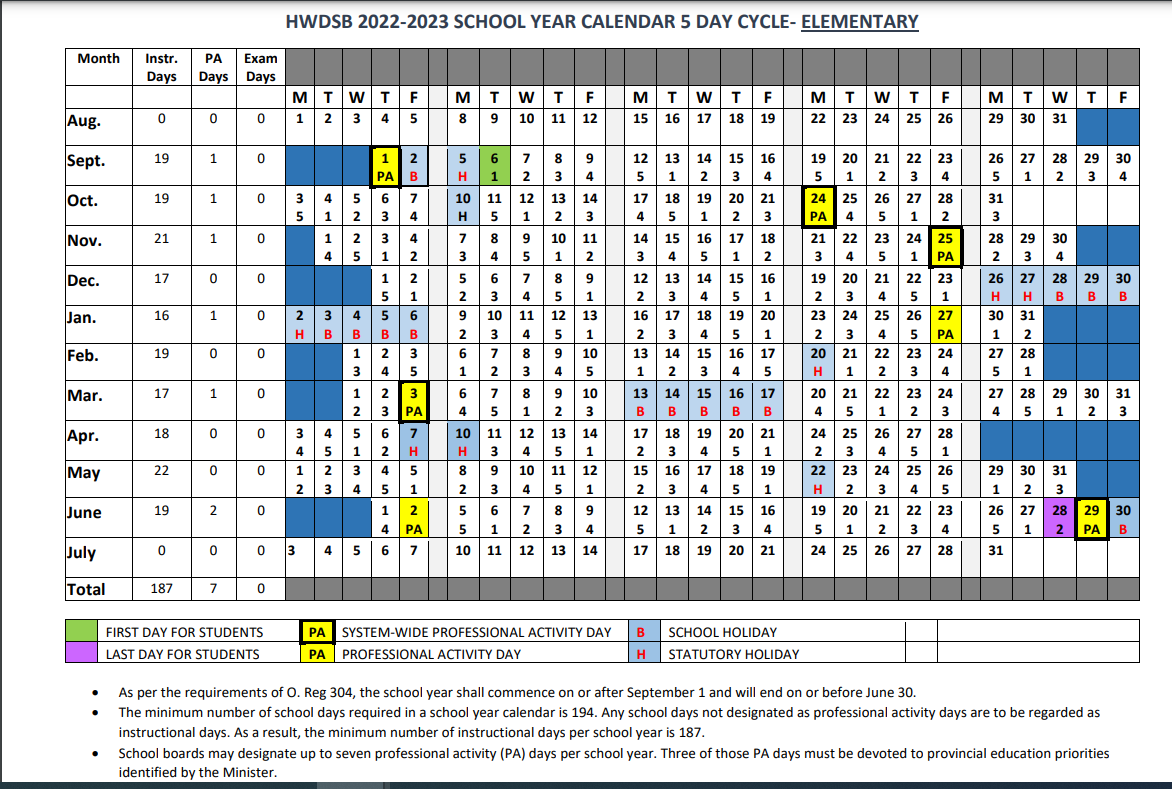 20222023 School Year Calendar Ancaster Meadow Elementary School