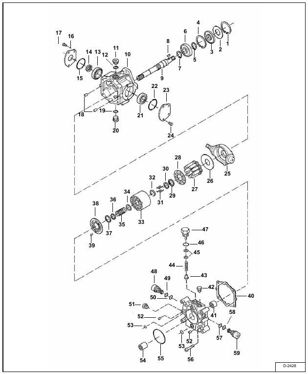 BobCat 753 - HYDROSTATIC PUMP - Parts Identification (Left Half)