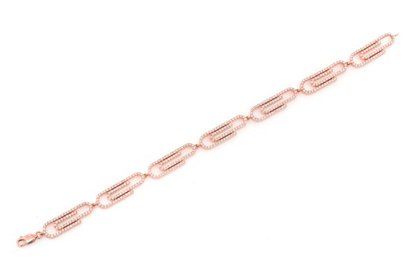 Paper Clip Diamond Bracelet 14k Solid Gold 3.50ctw