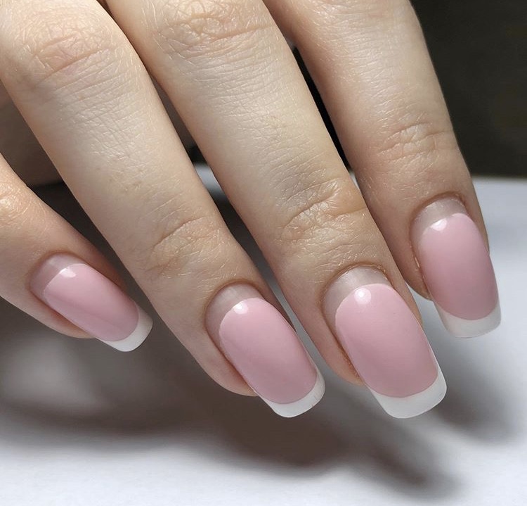 Creative French Pink Nails With White Nail Tips