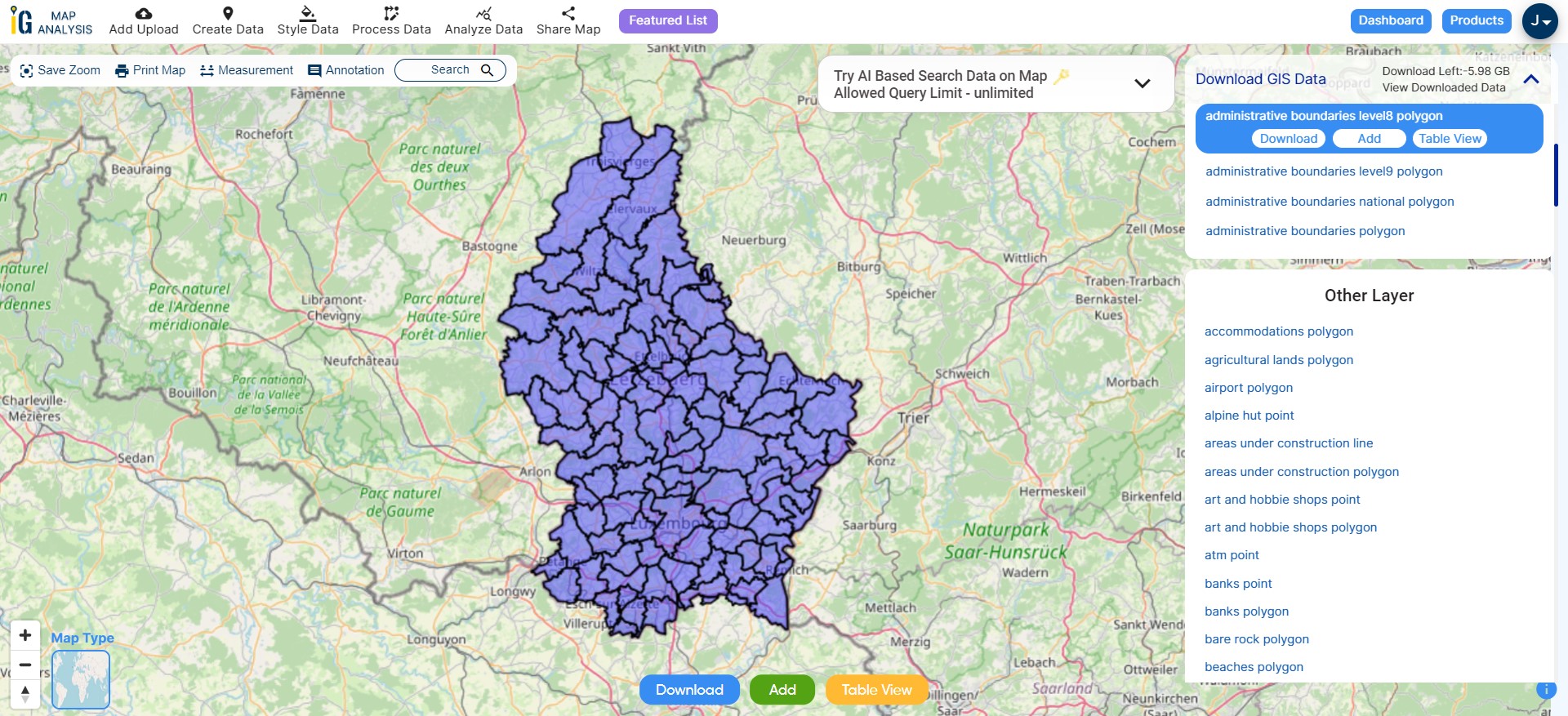 Download luxembourg Administrative Boundary GIS Data – National ...