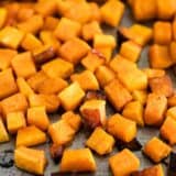 oven roasted butternut squash on baking sheet