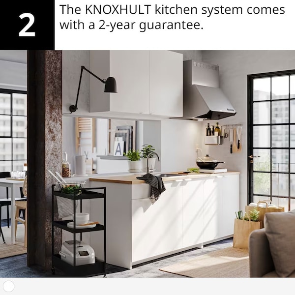 A compact white KNOXHULT kitchen.