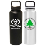 Stainless steel vacuum bottle with twist-on lid, 40 Oz