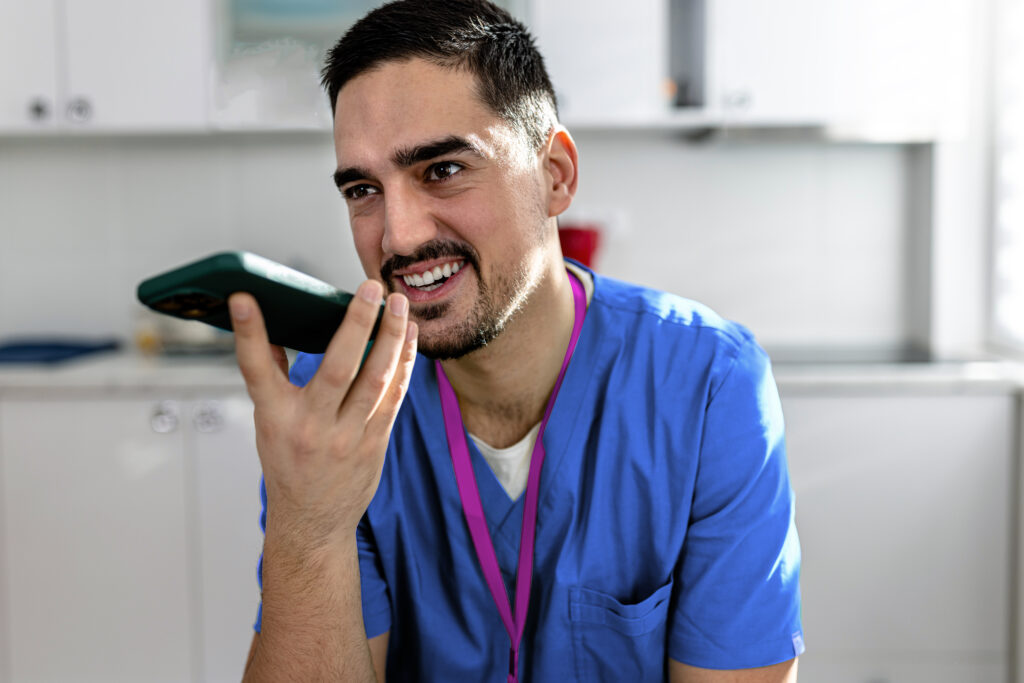 Nurse talking on the phone