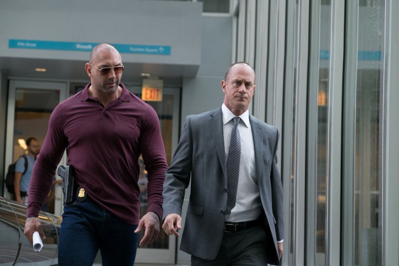 Christopher Meloni and Dave Bautista in Marauders 