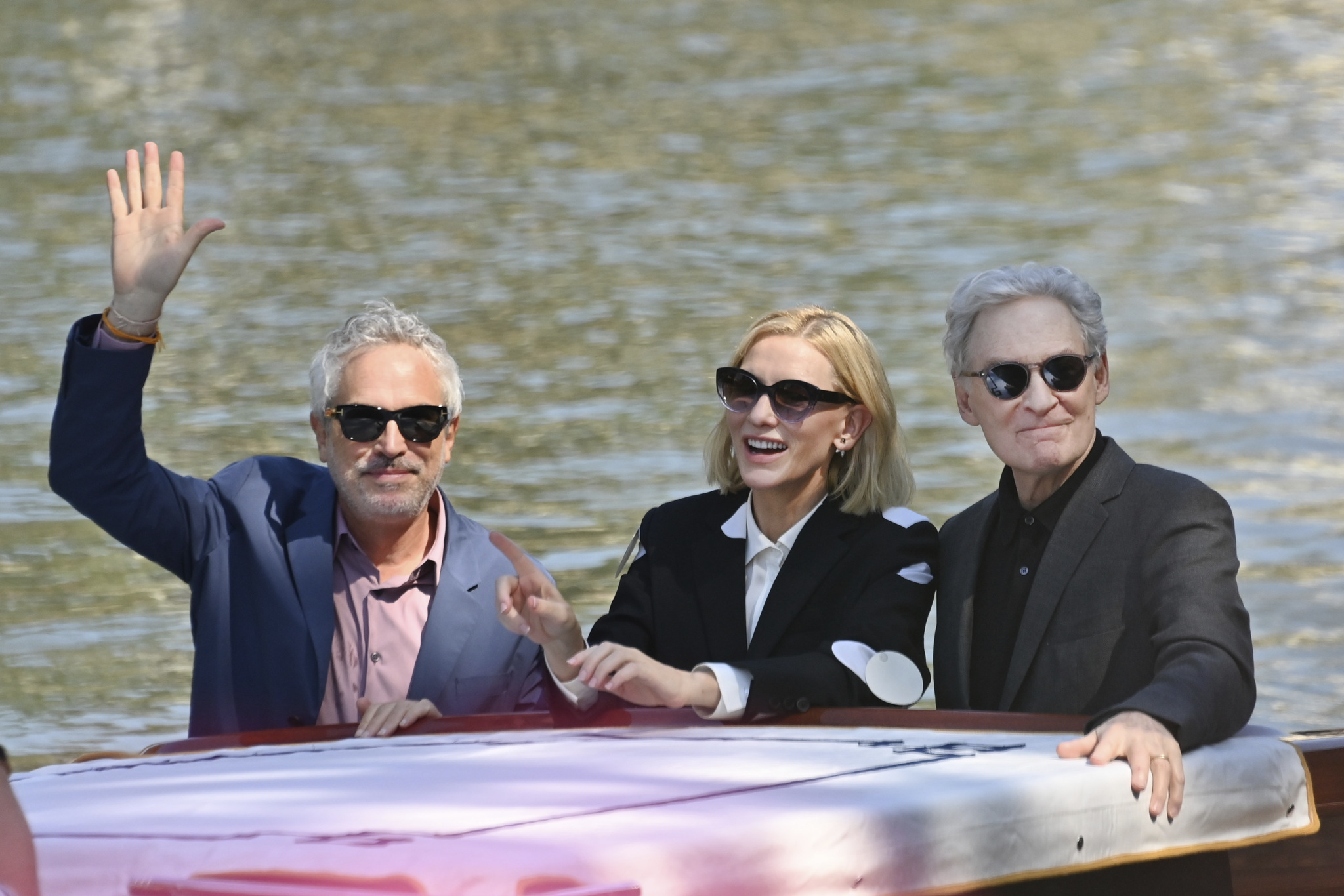 Alfonso Cuarón, Cate Blanchett, and Kevin Kline arrive at the Venice International Film Festival photo call for 'Disclaimer'