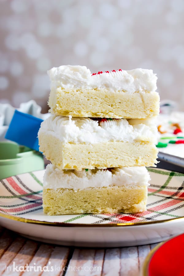 Ugly Christmas Sweater Sugar Cookie Bars are the quickest way to make soft frosted sugar cookies for a crowd. No chilling, no cutting, no mess!