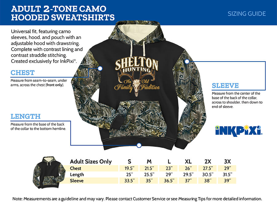 twotone hoodie sizes chart