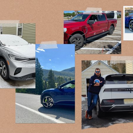 A collage of images of electric vehicles from Americans who we interviewed about their EV experience