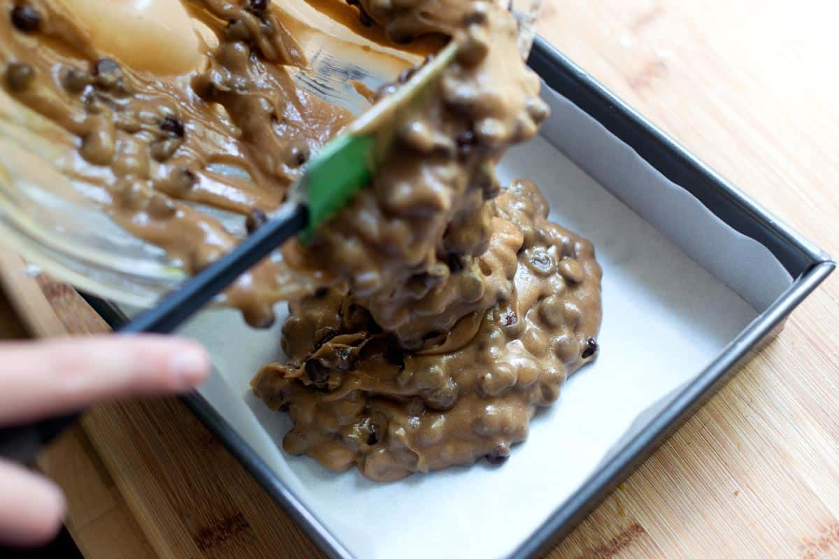 How to Make Blondies - Pouring the batter into baking pan