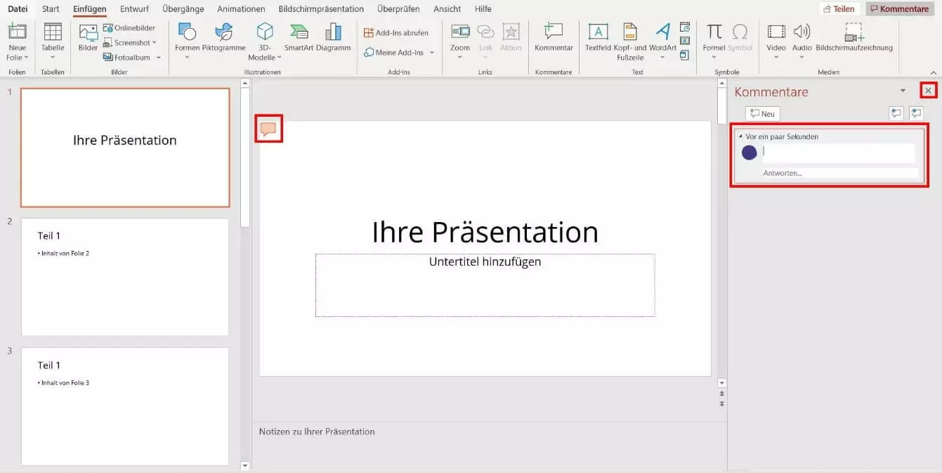 PowerPoint: Kommentare