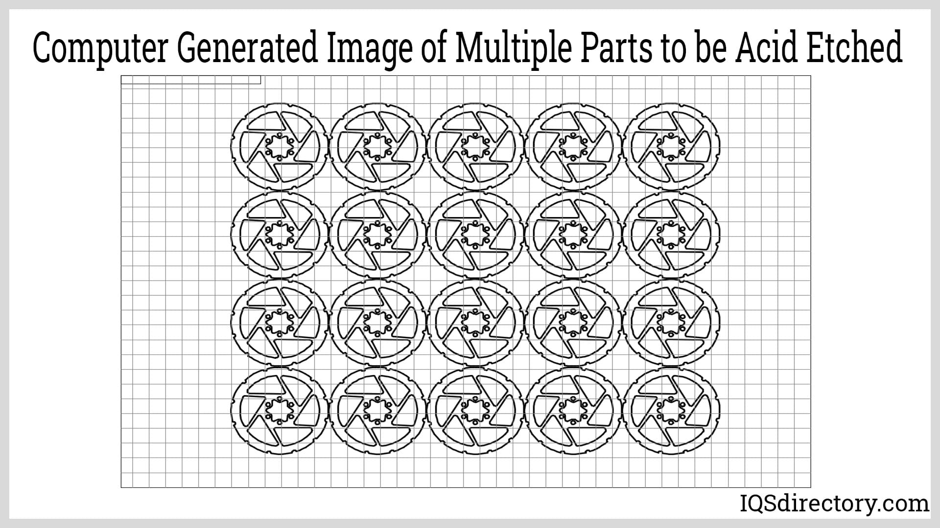 Computer Generated Image of Multiple Parts to be Acid Etched