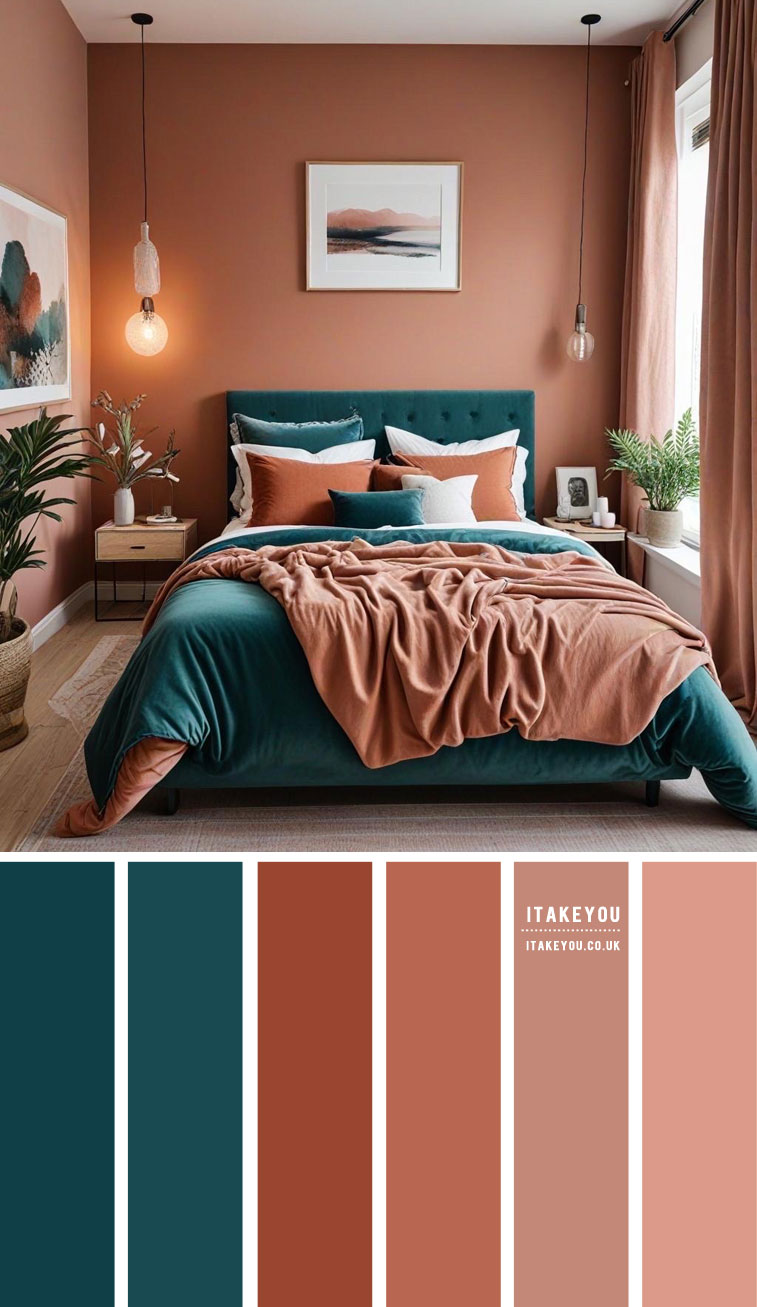 17 Terracotta Bedroom Colour Schemes : Emerald & Terracotta Oasis