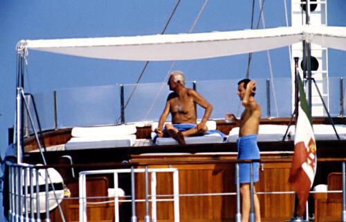 Gianni (L) and Edoardo Agnelli in St. Tropez in 1998