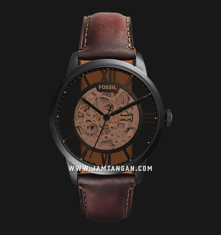 Fossil ME3098 Townsman Brown Skeleton Dial Dark Brown