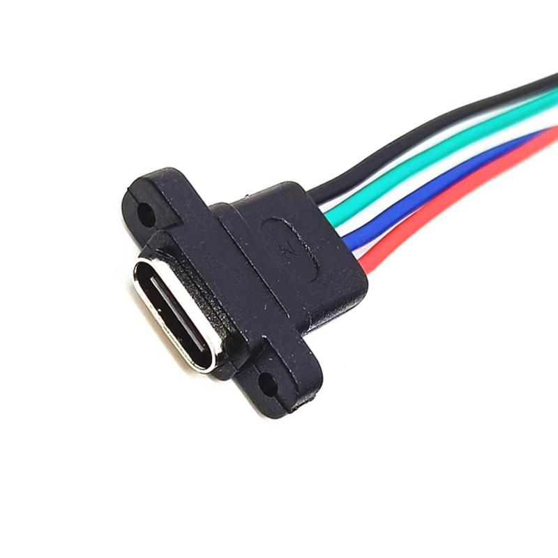 screw locking usb type C connector panel mounting