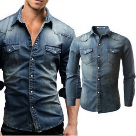 Royal Spider - Men's Full Sleeves Slim Fit Denim Casual Shirt