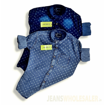 Men Blue & Navy Blue Denim Shirt