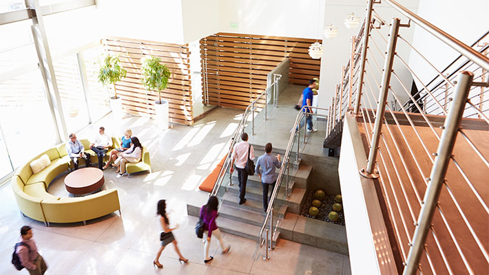 People inside a University building