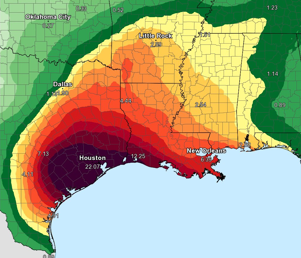 Hurricane Harvey Rainfall Map