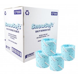 Virgin Bathroom Tissue - 2-Ply - Box of 48 Rolls of 420 Sheets - 4.25" X 3.5" - SUNSET Snow Soft 7000