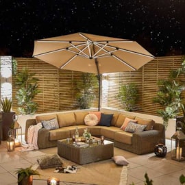 Nova Galaxy LED Cantilever Parasol 3.5m Round Beige