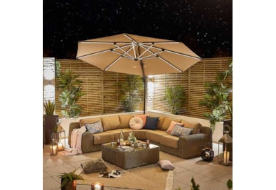 Nova Galaxy LED Cantilever Parasol 3.5m Round Beige