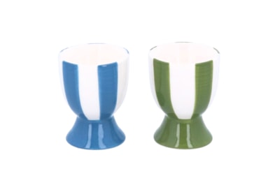 Gisela Graham Blue/green Stripe Ceremic Egg Cup 7cm (80176)