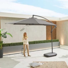 Barbados Cantilever Parasol Round Grey 3m (N12080)