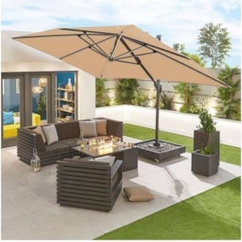 Nova Galaxy LED Cantilever Parasol 4m x 3m Rectangular Beige