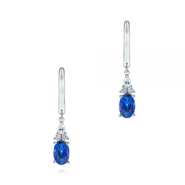 Blue Sapphire and Diamond Earrings - Image