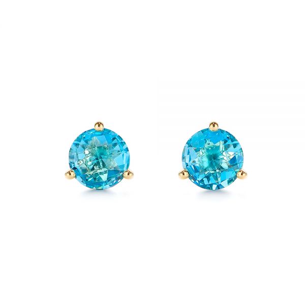 Blue Topaz Stud Martini Earrings - Image