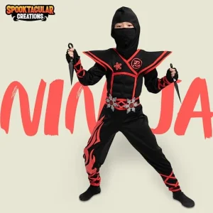 Kids Flame Red Ninja Halloween Costume