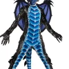 Kids Black and Blue Dragon Wings and Mask Costume