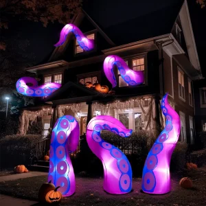 3Pcs LED Octopus Tentacle Halloween Inflatable Broke Out from Window (4.5ft+5ft+6ft)