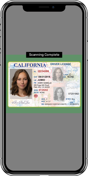 image of CA ID captured on mobile device