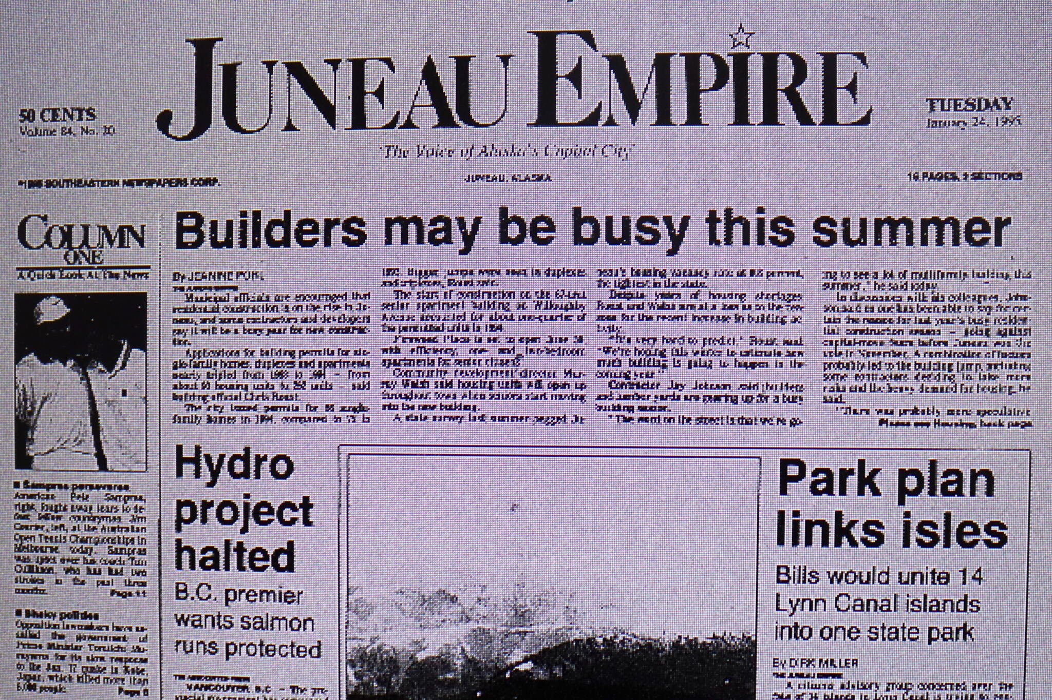 The front page of the Juneau Empire on Jan. 24, 1995. (Mark Sabbatini / Juneau Empire)