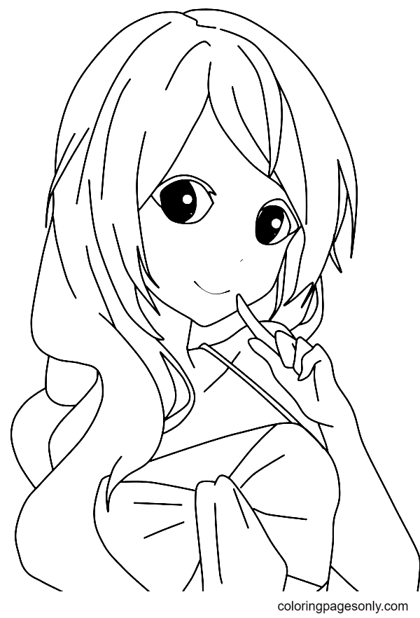 Long Hair Anime Girl Coloring Pages Printable for Free Download