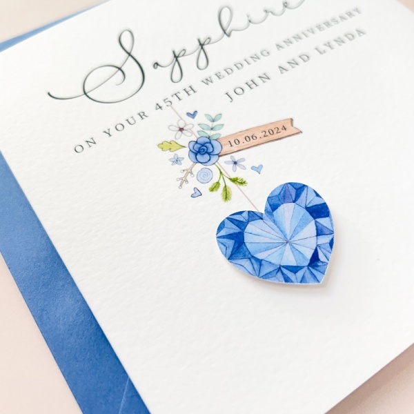 Personalised 45th Wedding Anniversary Card - Sapphire Anniversary Card