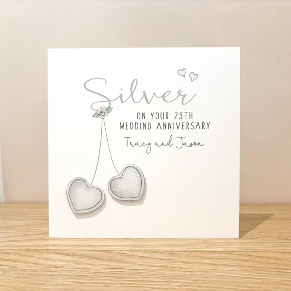 Personalised Silver Wedding Anniversary Card - 25th Anniversary Card